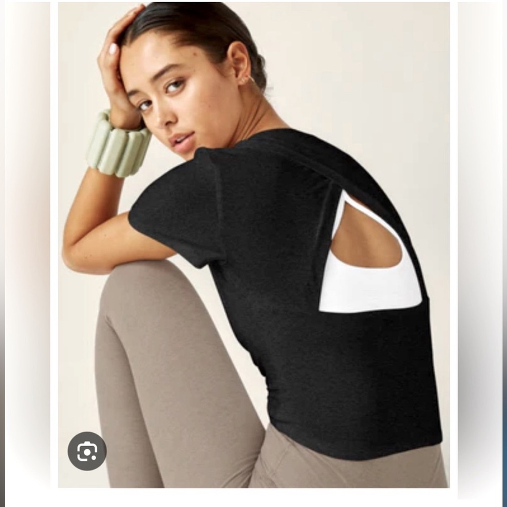 Beyond Yoga Black Crop Top with Open Back